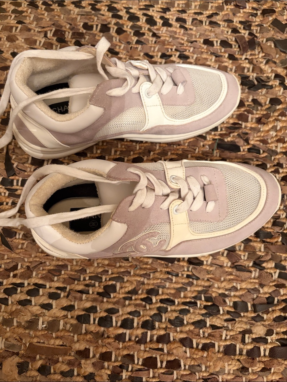 Neutral Beige & White Casual Sneakers Sze. 39